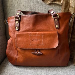 ❌sold❌Italian leather handbag Marco Buggiani Tan Tote Distressed Boho Soft purse